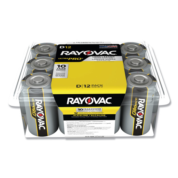 Rayovac Ultra Pro D Alkaline Battery, 12 PK ALD-12PPJ